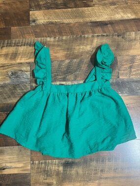 Sienna Sky Emerald Green Ruffled Strap Crop Top